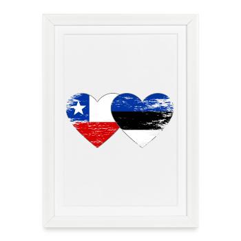 Chile_Litauen_Flagge_Herz_used - Affiche encadrée (27 × 37 cm) - blanc - Devant