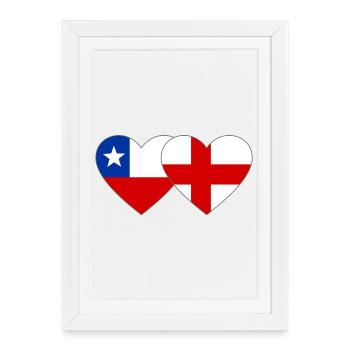 Chile England Flag Heart - Framed poster (27 × 37 cm) - white - Front
