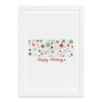 Motif de Noël en vert et rouge - Affiche encadrée (27 × 37 cm) - blanc - Devant
