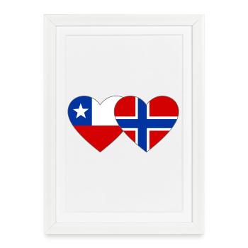 Cœur du drapeau du Chili Norvégien - Affiche encadrée (27 × 37 cm) - blanc - Devant