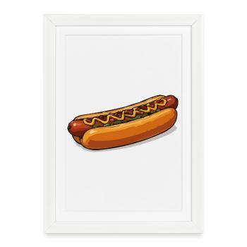 Illustration de hot-dog bien croustillante - Affiche encadrée (27 × 37 cm) - blanc - Devant