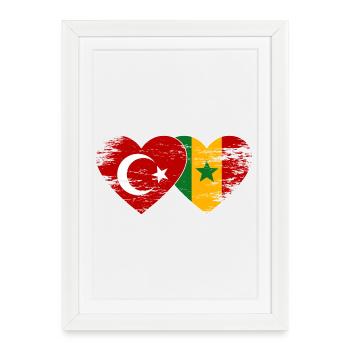 Türkei_Senegal_Flagge_Herz_used - Affiche encadrée (27 × 37 cm) - blanc - Devant