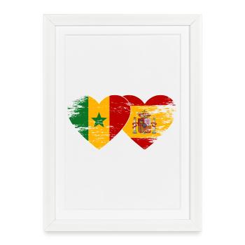 Senegal_Spanien_Flagge_Herz_used - Affiche encadrée (27 × 37 cm) - blanc - Devant