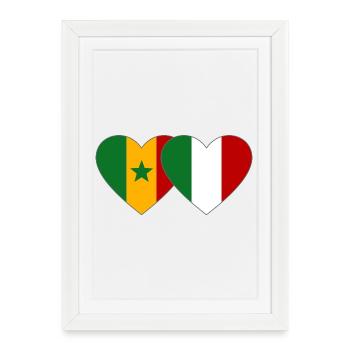 Senegal_Italien_Flagge_Herz - Affiche encadrée (27 × 37 cm) - blanc - Devant