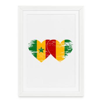 Senegal_Guinea_Flagge_Herz_used - Affiche encadrée (27 × 37 cm) - blanc - Devant