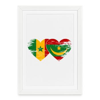 Senegal_Mauretanien_Flagge_Herz_used - Affiche encadrée (27 × 37 cm) - blanc - Devant