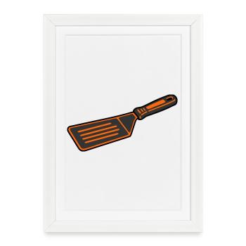 Grill Turner BBQ Spatula Grill Master Cooking - Framed poster (27 × 37 cm) - white - Front
