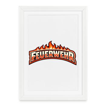 Feuerwehr Flammen Emblem - Gerahmtes Poster (27 × 37 cm) - Weiß - Vorne