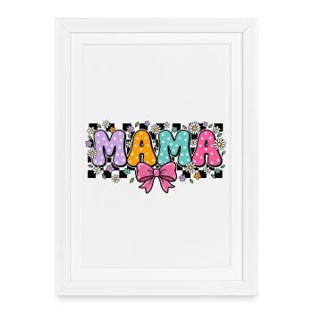 Vintage MAMA Polka Dot and Large Pink Bow Chic - Framed poster (27 × 37 cm) - white - Front