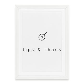 Tips and chaos - minimalist bartender - Framed poster (27 × 37 cm) - white - Front