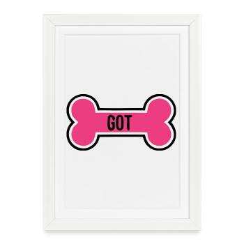 Dog Collar Bone Puppy Dog Mom - Framed poster (27 × 37 cm) - white - Front
