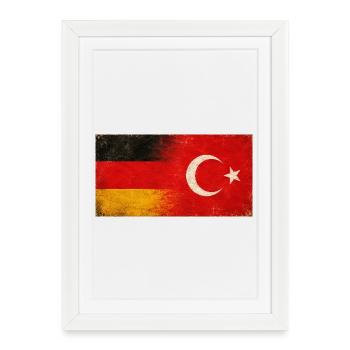Germany Turkey Friendship Grunge Flag - Framed poster (27 × 37 cm) - white - Front