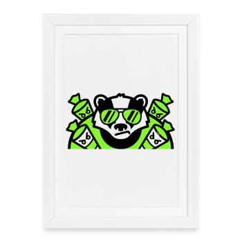 Logo des cornets de sucre blaireaux - Affiche encadrée (27 × 37 cm) - blanc - Devant