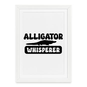 Chuchoteur d’alligator – Drôle de design de reptiles - Affiche encadrée (27 × 37 cm) - blanc - Devant