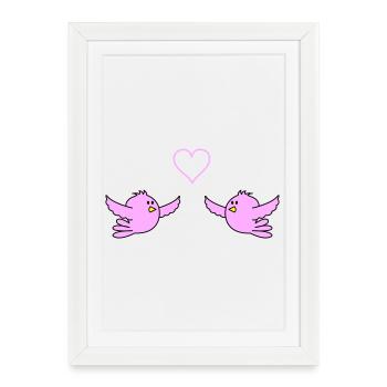 birds_in_love - Affiche encadrée (27 × 37 cm) - blanc - Devant