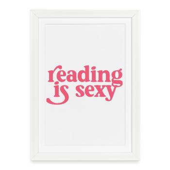 Lire est sexy – Typographie rétro - Affiche encadrée (27 × 37 cm) - blanc - Devant