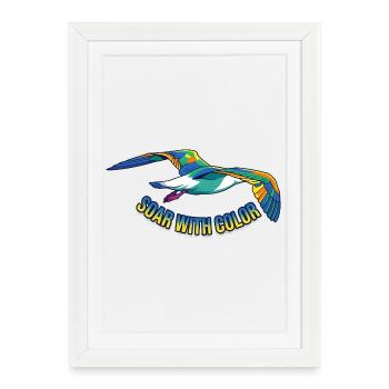 Vol d’oiseaux coloré – graphique vectoriel - Affiche encadrée (27 × 37 cm) - blanc - Devant