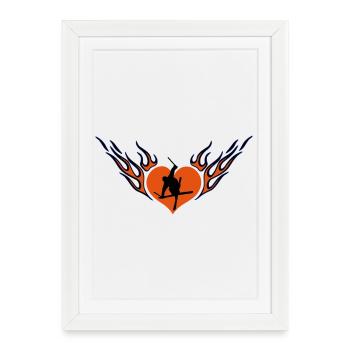Amour de freestyle ski - Affiche encadrée (27 × 37 cm) - blanc - Devant
