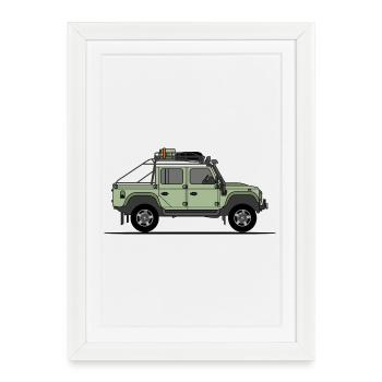 Defender 110 - Double cabine tout terrain - Affiche encadrée (27 × 37 cm) - blanc - Devant