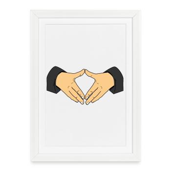 Geste de la main en diamant – Merkel Hands Geste symbolique - Affiche encadrée (27 × 37 cm) - blanc - Devant