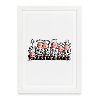 "Milk Bar" - Cow- Cows - Cartoon T-Shirt - Framed poster (27 × 37 cm) - white - Front