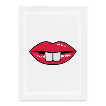 Buck teeth and red lips - Framed poster (27 × 37 cm) - white - Front