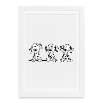 Cadeau de dessin animé drôle de chien chiot dalmatien - Affiche encadrée (27 × 37 cm) - blanc - Devant