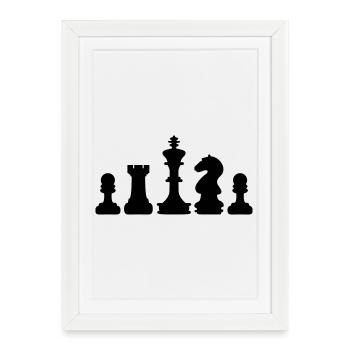 échecs - Affiche encadrée (27 × 37 cm) - blanc - Devant
