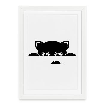 katze - Gerahmtes Poster (27 × 37 cm) - Weiß - Vorne