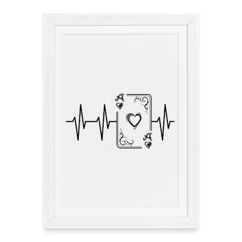 Cartes à jouer Heart Ace Pulse Symbol Illustration SKat - Affiche encadrée (27 × 37 cm) - blanc - Devant