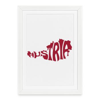 Typographie cartographique de l’Autriche - Affiche encadrée (27 × 37 cm) - blanc - Devant