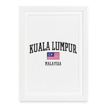 Drapeau malaisien en contraste nocturne - Affiche encadrée (27 × 37 cm) - blanc - Devant