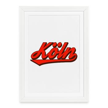 Cologne Retro Script Logo Red - Framed poster (27 × 37 cm) - white - Front