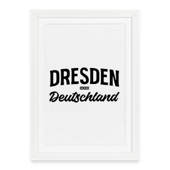 Dresde, Saxe, Allemagne, conception des villes - Affiche encadrée (27 × 37 cm) - blanc - Devant