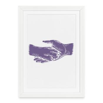 Chien et maître - Silhouette de main et de patte - Affiche encadrée (27 × 37 cm) - blanc - Devant