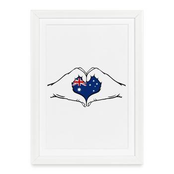 Australia Flag Heart Shape - Framed poster (27 × 37 cm) - white - Front