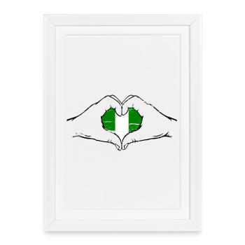 Drapeau du Nigeria en forme de coeur utilisé - Affiche encadrée (27 × 37 cm) - blanc - Devant