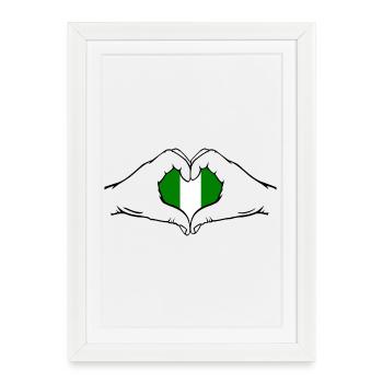 Drapeau du Nigeria en forme de coeur - Affiche encadrée (27 × 37 cm) - blanc - Devant