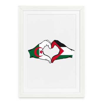 Algérie Palestine Forme de coeur avec les mains - Affiche encadrée (27 × 37 cm) - blanc - Devant