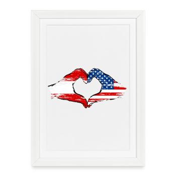 Autriche USA forme de coeur avec les mains utilisées - Affiche encadrée (27 × 37 cm) - blanc - Devant