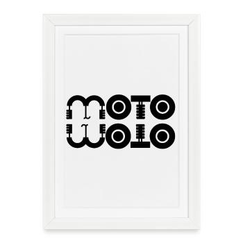 moto, fan de moto, logo moto, motard - Affiche encadrée (27 × 37 cm) - blanc - Devant