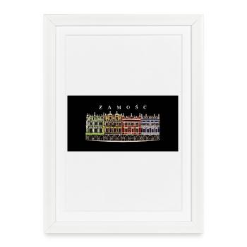Zamosc, Pologne Dessin du site du patrimoine mondial - Affiche encadrée (27 × 37 cm) - blanc - Devant