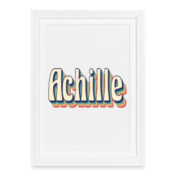 T-shirt Achille rétro style vintage - Affiche encadrée (27 × 37 cm) - blanc - Devant
