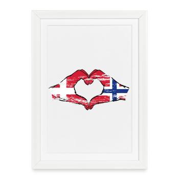 Danemark Norvège forme de coeur avec les mains utilisées - Affiche encadrée (27 × 37 cm) - blanc - Devant