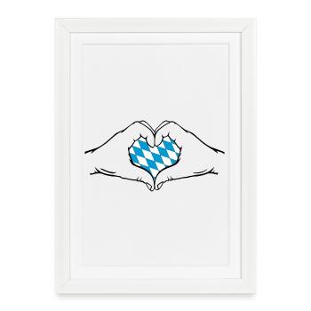 Drapeau de Bavière Aiguilles en forme de coeur - Affiche encadrée (27 × 37 cm) - blanc - Devant