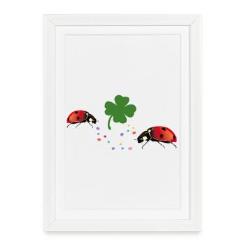 Ladybug Shamrock Lucky - Framed poster (27 × 37 cm) - white - Front