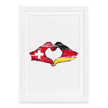 Switzerland Germany Flag Hands Heart Shape used - Framed poster (27 × 37 cm) - white - Front