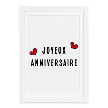 JOYEUX ANNIVERSAIRE - Affiche encadrée (27 × 37 cm) - blanc - Devant