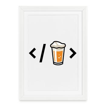 Icône de verre à bière avec mousse - Affiche encadrée (27 × 37 cm) - blanc - Devant
