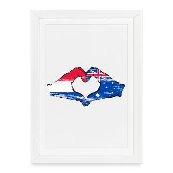 Holland Australia flag heart shape used - Framed poster (27 × 37 cm) - white - Front